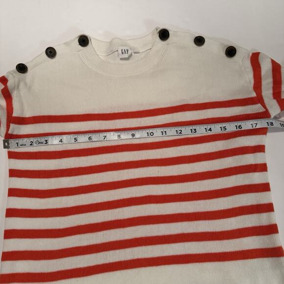 Gap Striped Sweater Women’s XS Off White Button Shoulder Preppy Spring Coed EUC - Picture 9 of 12